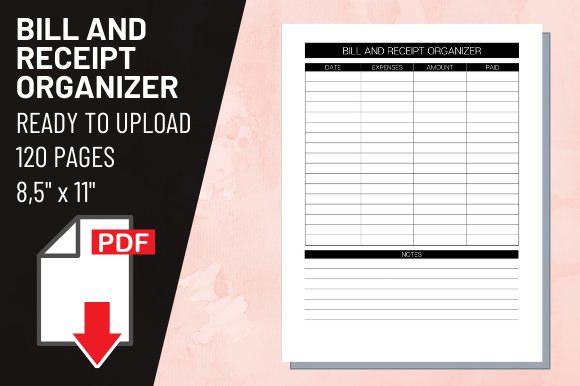 KDP Interior Bill and Receipt Organizer Design