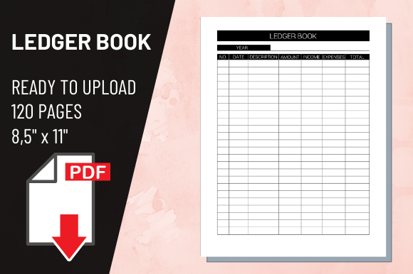 KDP Interior Ledger Book: Ready-to-Upload 8.5x11 Files