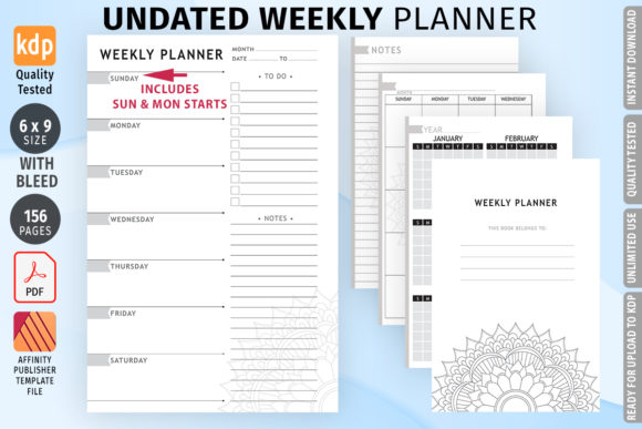 KDP Undated Weekly Planner: A Strategic Template for Low Content Publishing