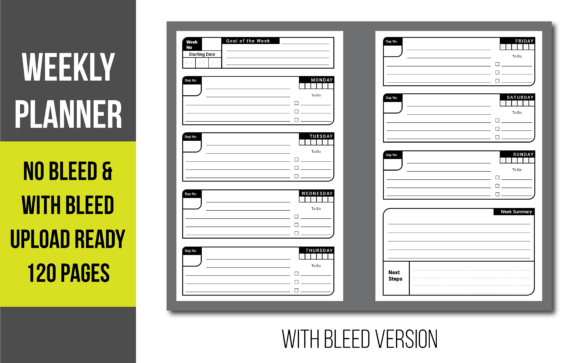 KDP Weekly Planner - Bleed No Bleed: Optimizing Layout for Production and Personal Workflow