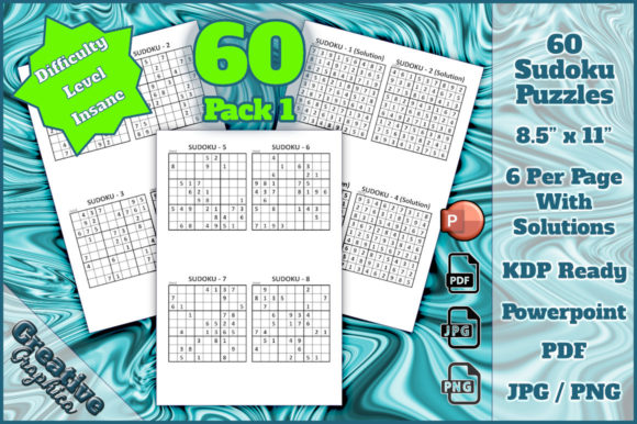 Sudoku 60 Puzzles Insane Pack 1: Print-Ready Template