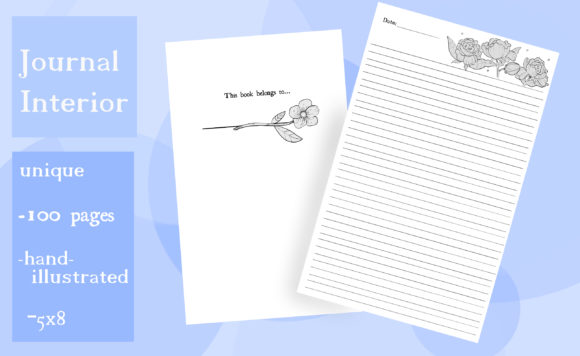 Unique Floral Journal Interior: Elevating Low-Content Publishing with Hand-Drawn Art